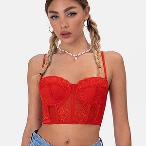 Adika Stallion Corset Red Lace Top Size Large